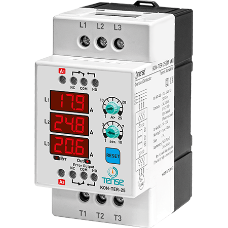 TENSE - KON-TER-25 3x3 Hane LED Display Ekranlı Dijital Kontaktör ve Termik Rölesi