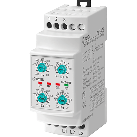 TENSE - GKT-03F Analog Ayarlı Aşırı ve Düşük Trifaze Gerilim Kontrol Rölesi