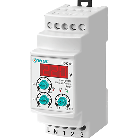 TENSE - DGK-01 Dijital Ayarlı Aşırı ve Düşük Monofaze Gerilim Kontrol Rölesi