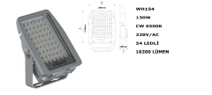 FİBERLİ WallWasher WH154 130W 6500K 220V/AC 16200 LÜMEN